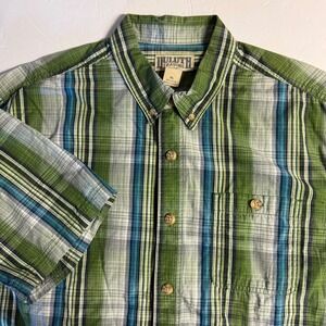 Duluth‎ Trading Co. Mens XL Plaid Button Down Short Sleeve Shirt Green Blue